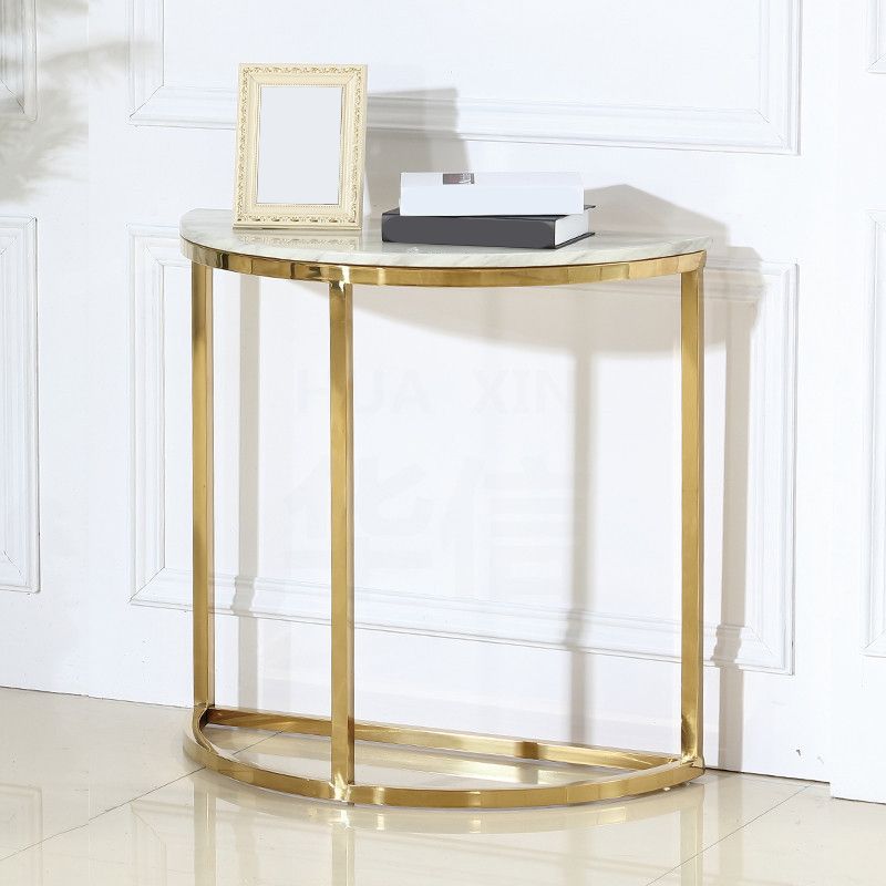 Glam Stone End Table Scratch Resistant Console Table for Hall