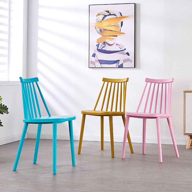 Scandinavian Plastic Chair 30"H Slat Back Side Chair Bedroom Dining Chair