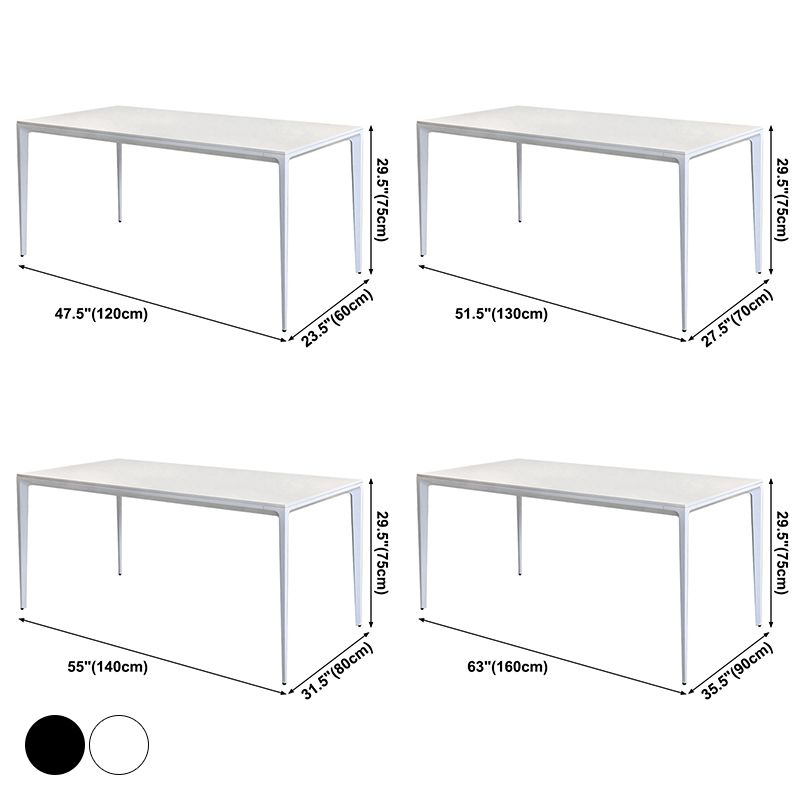 Contemporary Dining Table Sintered Stone Rectangular Table with Metallic Four-leg