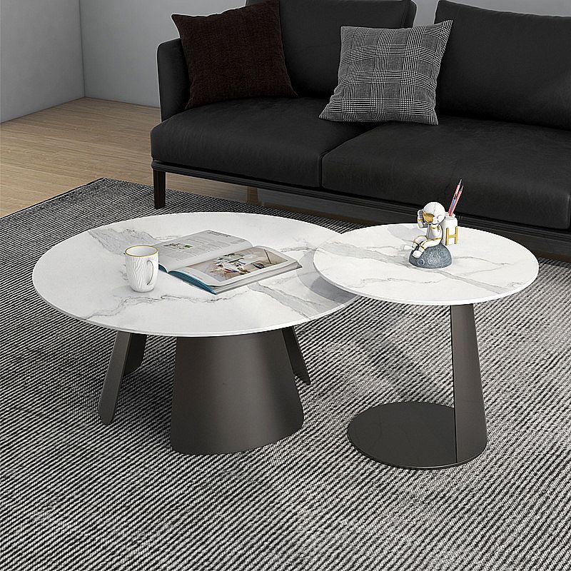 3 Legs Base Cocktail Table Rock Plate Table Round Coffee Table with Metal Base