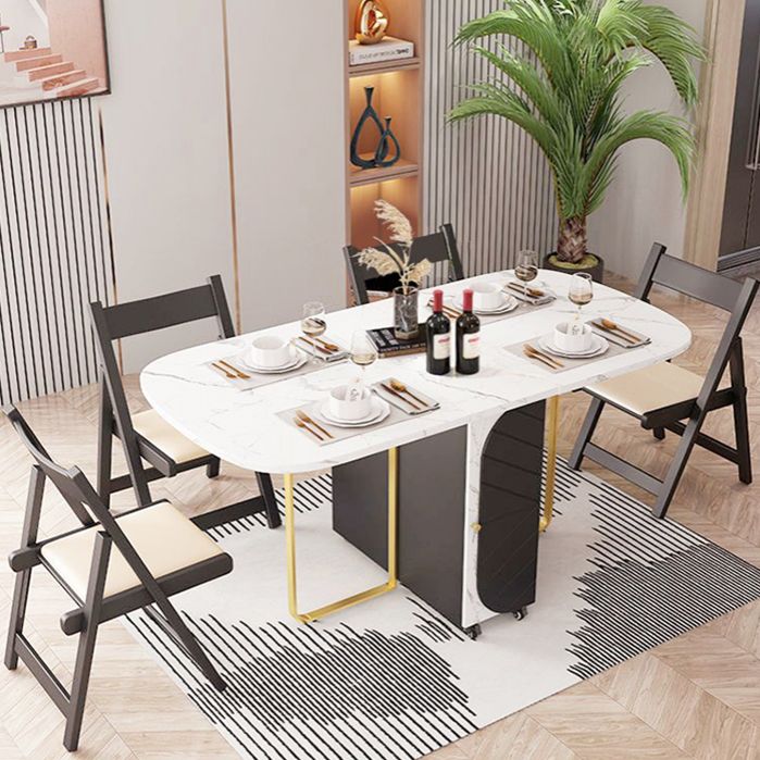 Table de salle à manger ovale contemporaine table à feuille de pierre entrée, 59 "L x 29,5" H