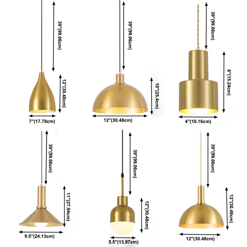 Schattiertes Metallhängern Beleuchtungsbestand zeitgenössischer Stil Gold Hanging Light Kit