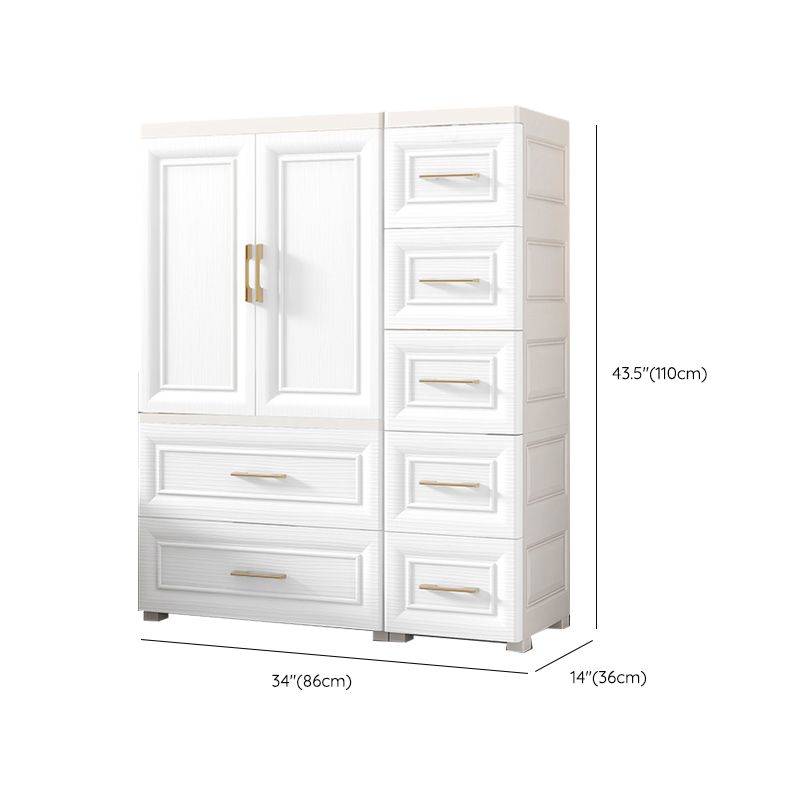 Contemporary White Storage Cabinet Bedroom Plastic Cabinet with Drawers