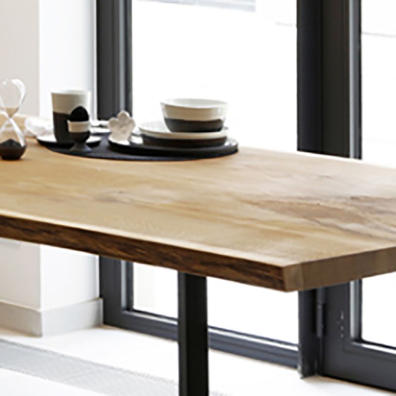 Industrial Solid Wood Table for Restaurant Rectangle Dining Table with Trestle Base