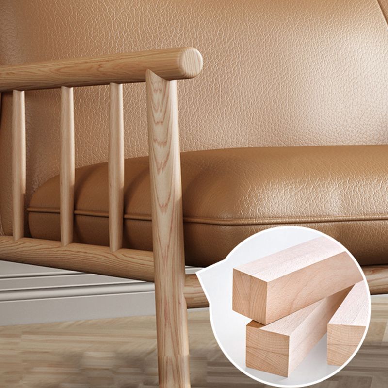 Faux Leather Sofa 28.74" D x 30.31" H Square Arm Sofa for Living Room