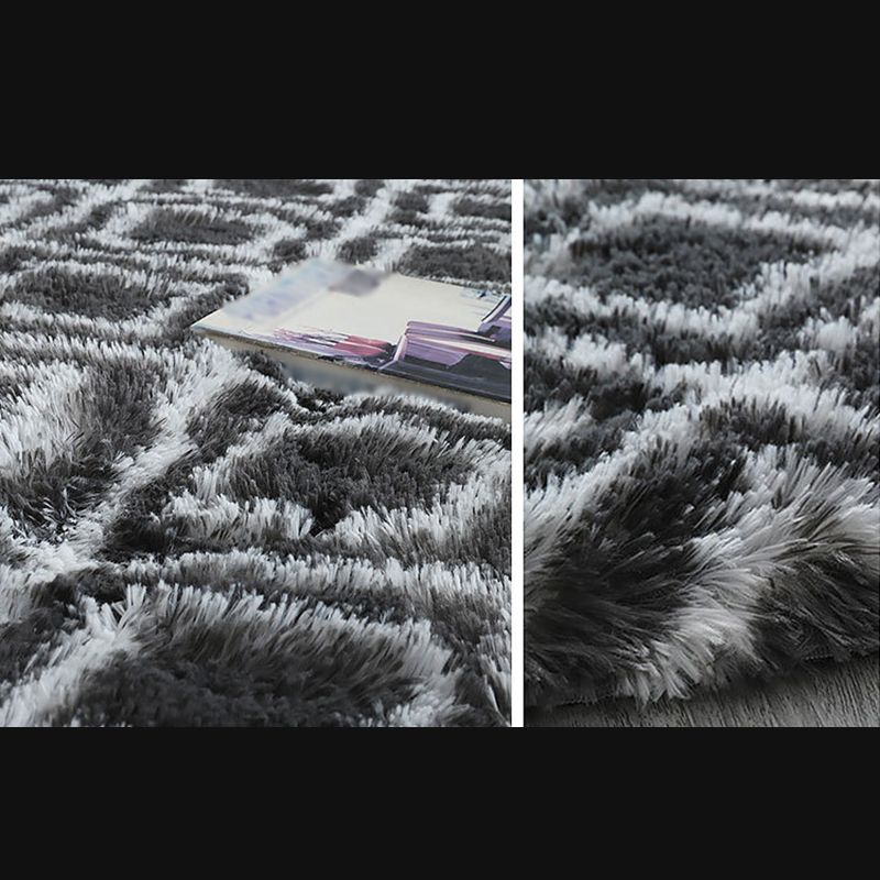 White Tone Simple Area Carpet Polyester Geometric Print Indoor Rug Anti-Slip Backing Carpet for Living Room