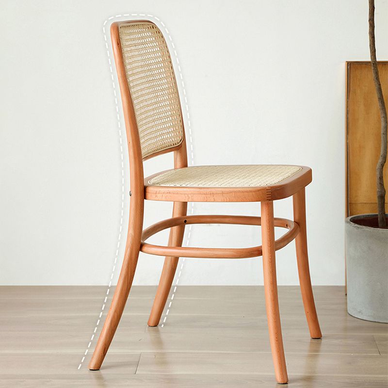 Silla de comedor de estilo tradicional, silla lateral sin brazos de cocina con patas de madera