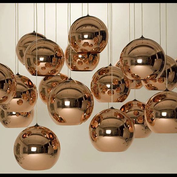 Luz colgante de 1 globo de 1 luces con sombra de vidrio de espejo electrochalado de bronce Simplicidad contemporánea Fixtura de iluminación de comedor