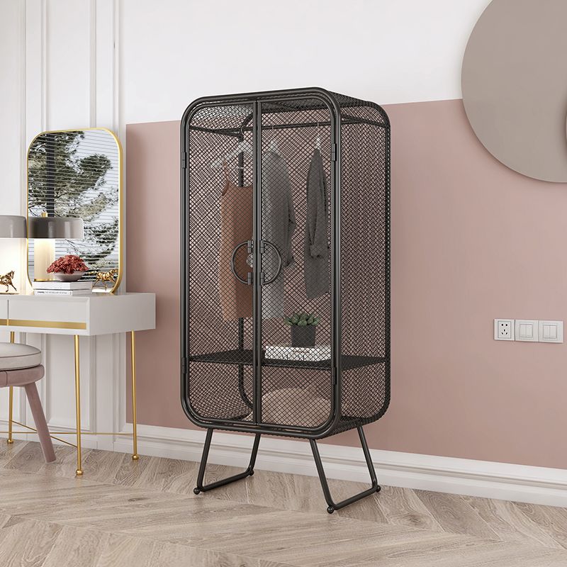 Nordic Iron Grid Wardrobe Long Hanging Storage Metal Storage Cabinet