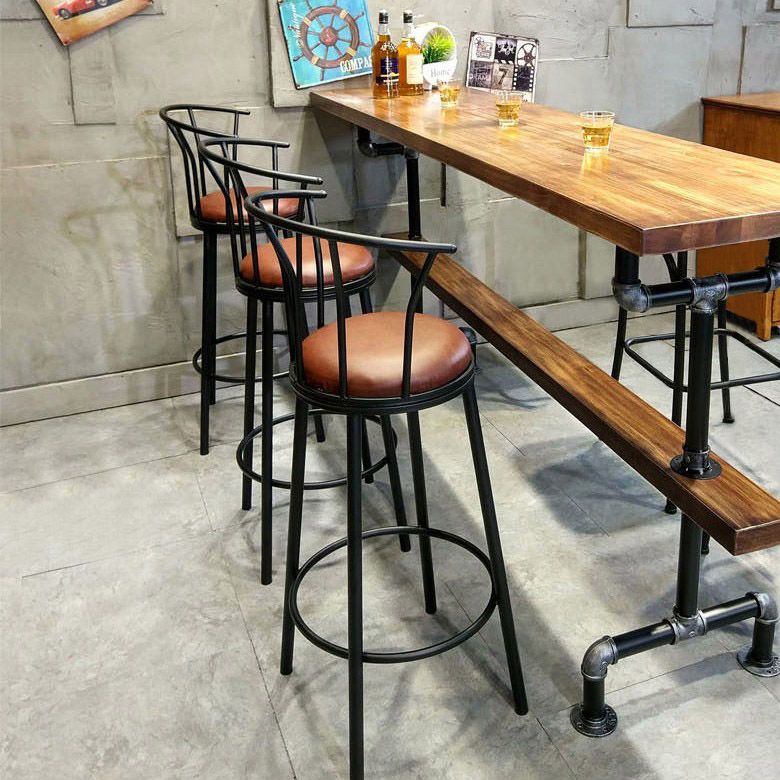 Industrial Style Rectangle Bar Table Solid Wood Milk Tea Shop Casual Bar Table