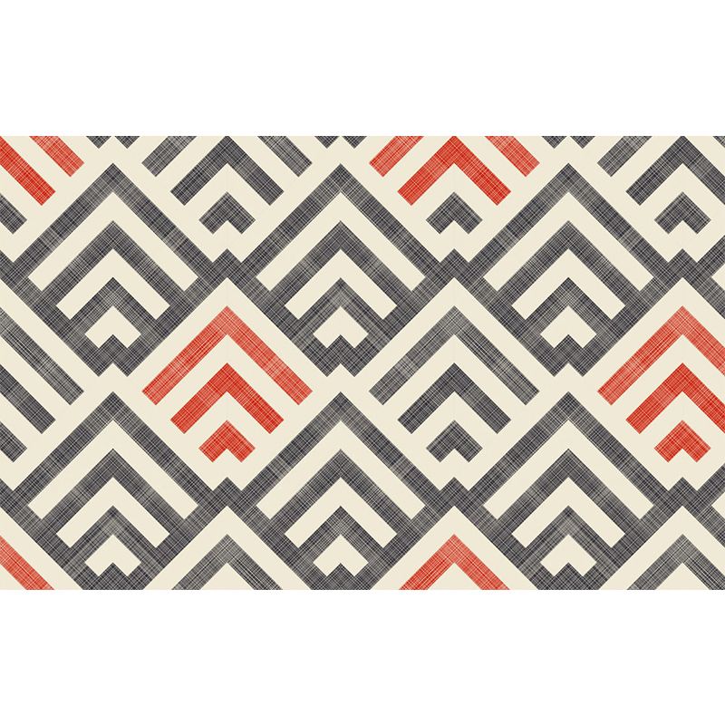 Orange-Grey Rhombus Wall Murals Decal Moisture Resistant Modernist Bedroom Wall Art