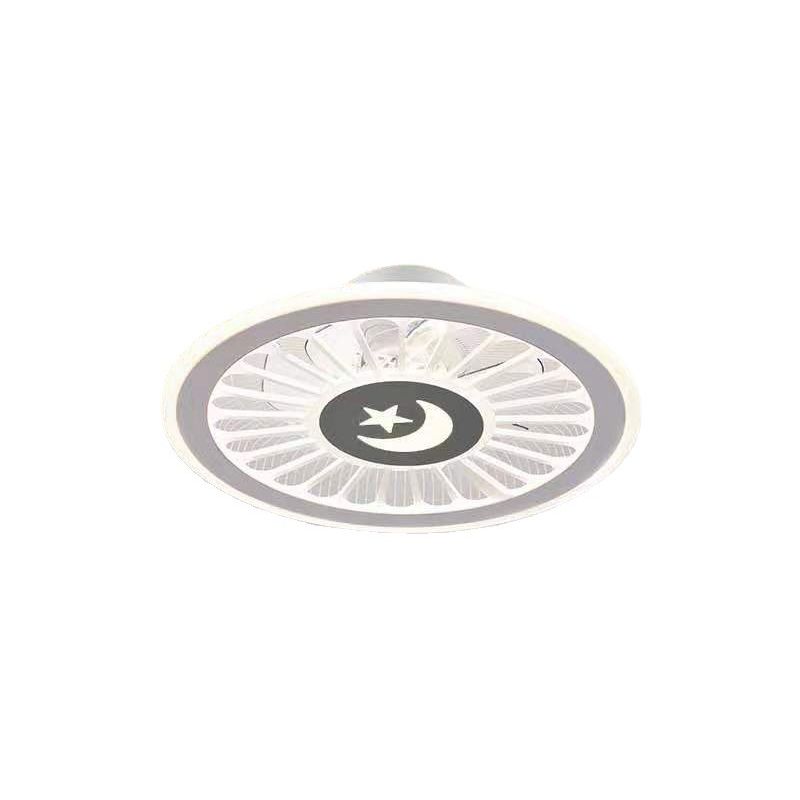 Einfachheit LED Deckenventilator weiße radförmige Halbflush -Licht mit Acrylschatten für Schlafzimmer
