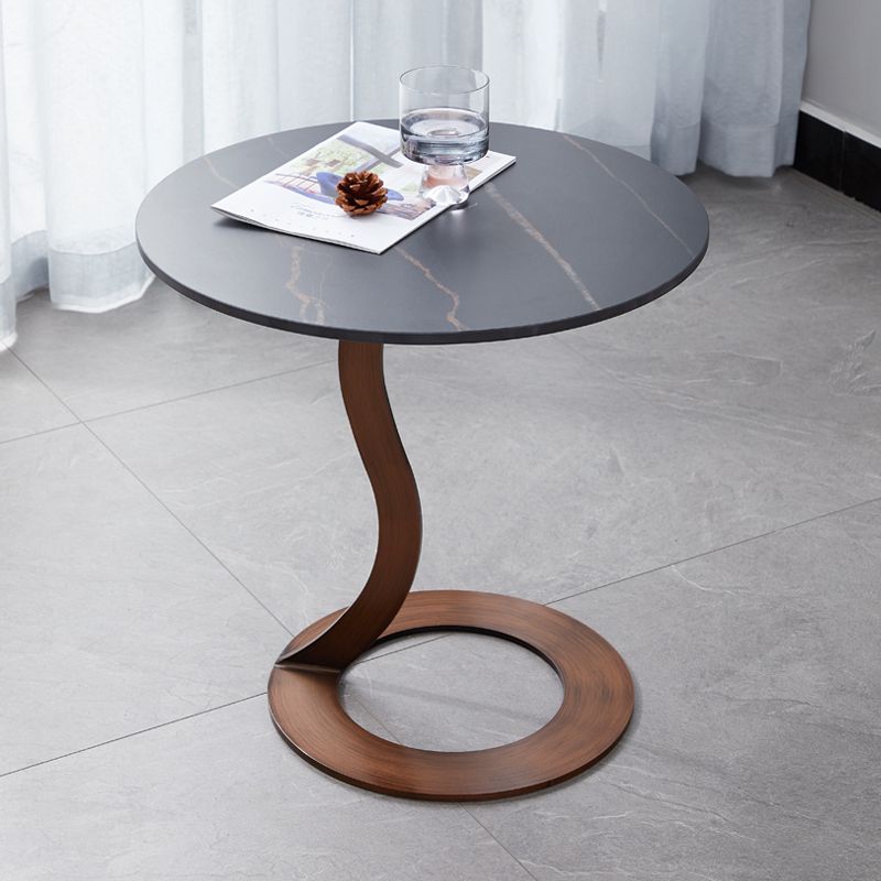 Metal Black Round Modern Block Side Table White Pedestal End Table