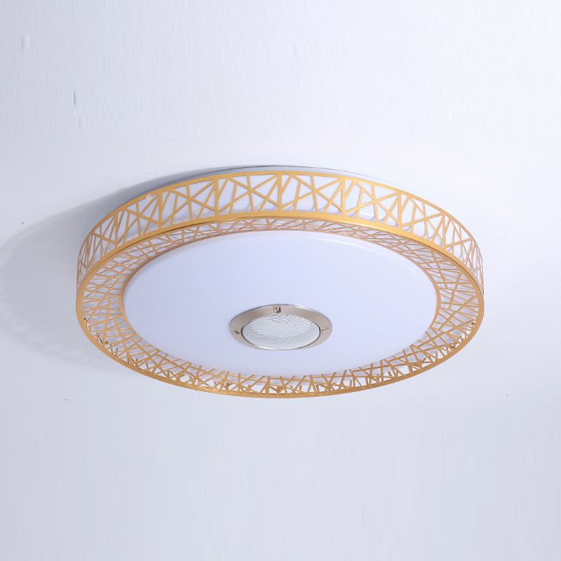 Round Shape LED Intelligent Ceiling Lamp Modern Iron 1 Light Flush Mount for Bedroom