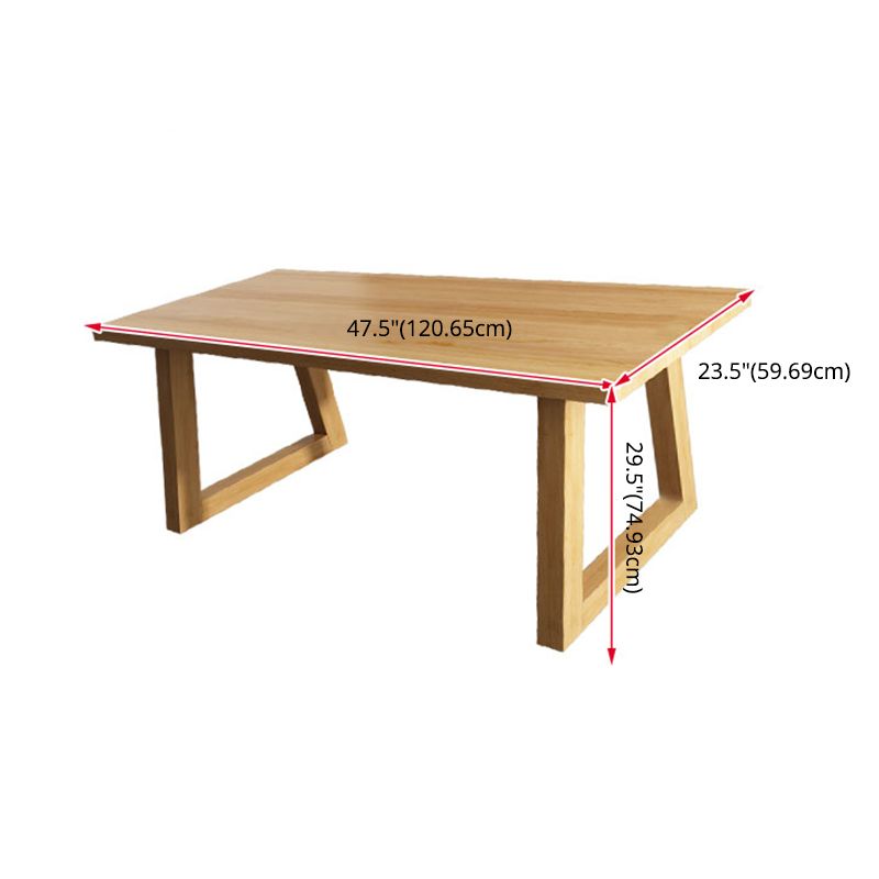 Contemporary Solid Wood Rectangle Shape Kitchen Table Set with 2 Wood Legs for Dining Room Furniture