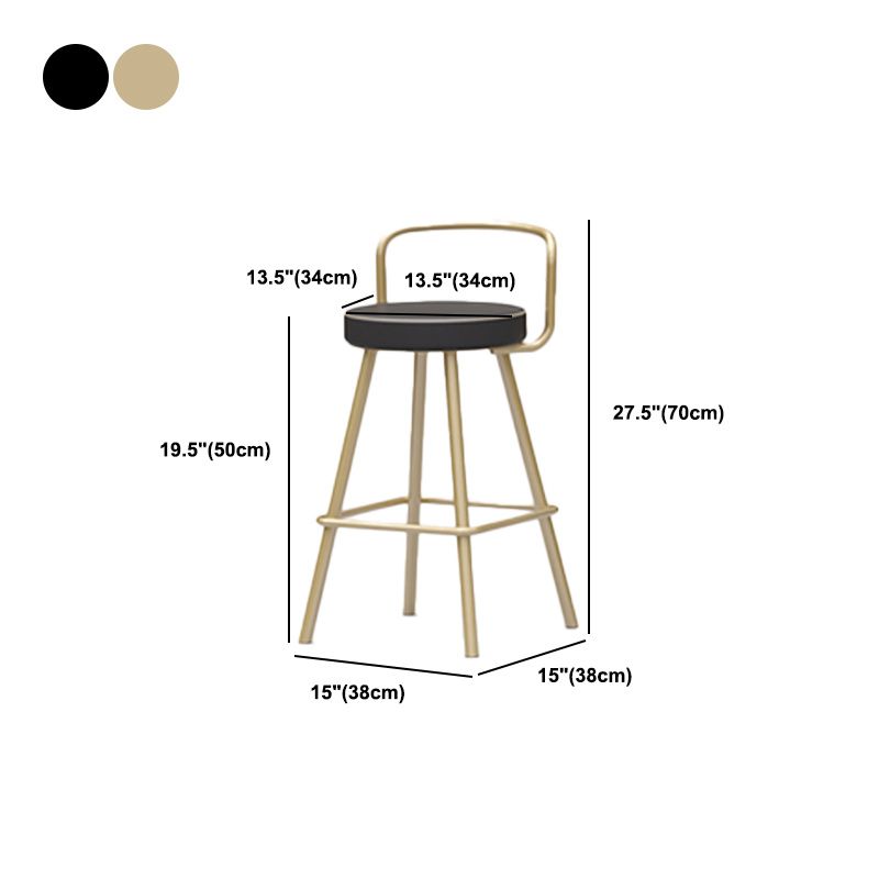 Nordic Backrest Armless Counter Stool Iron Kitchen Bar Stool with Pedal and Cushion