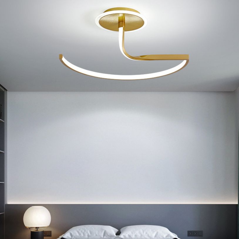 Moderner Stil Wirbel Welle Semi Flush Mount Light Metal 1 Light LED Flush Light