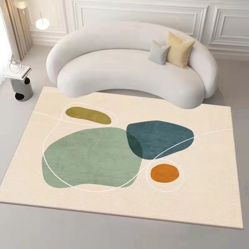 Beige Casual Rug Polyester Color Block Rug Stain Resistant Rug for Living Room