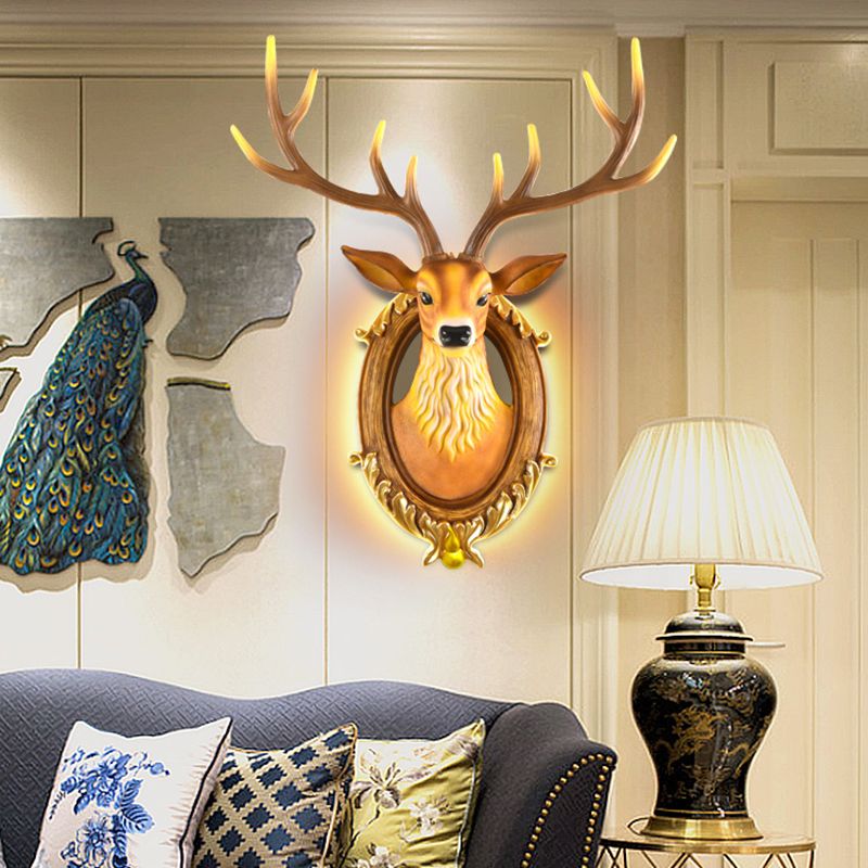 Hars Deer Head SCONCE Licht land 16 "/18.5" W LED LEDE ROOM MULT MADE LAMP IN ZWART/WIT/WOOD