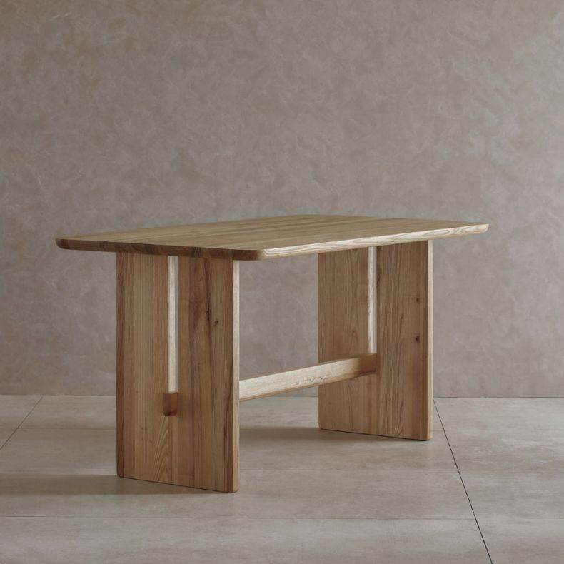 Modern Pine Solid Wood Table for Restaurant Rectangle Dining Table with Trestle Base