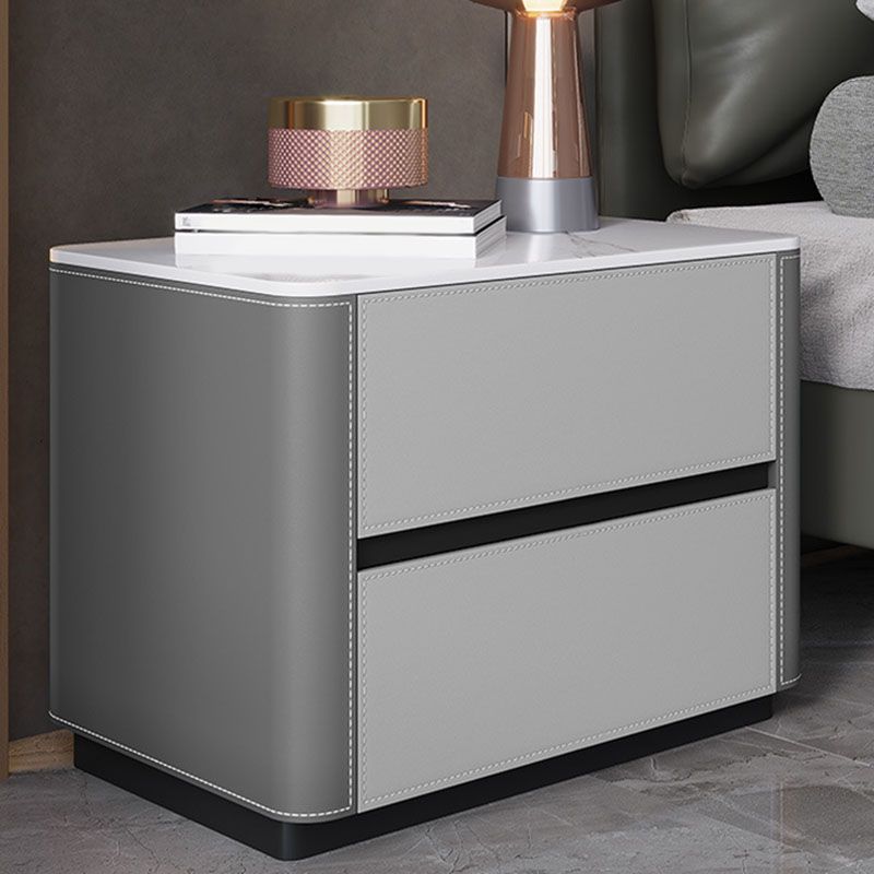Contemporary Stone Chest Bedroom Vertical Storage Chest in Gray with Drawers