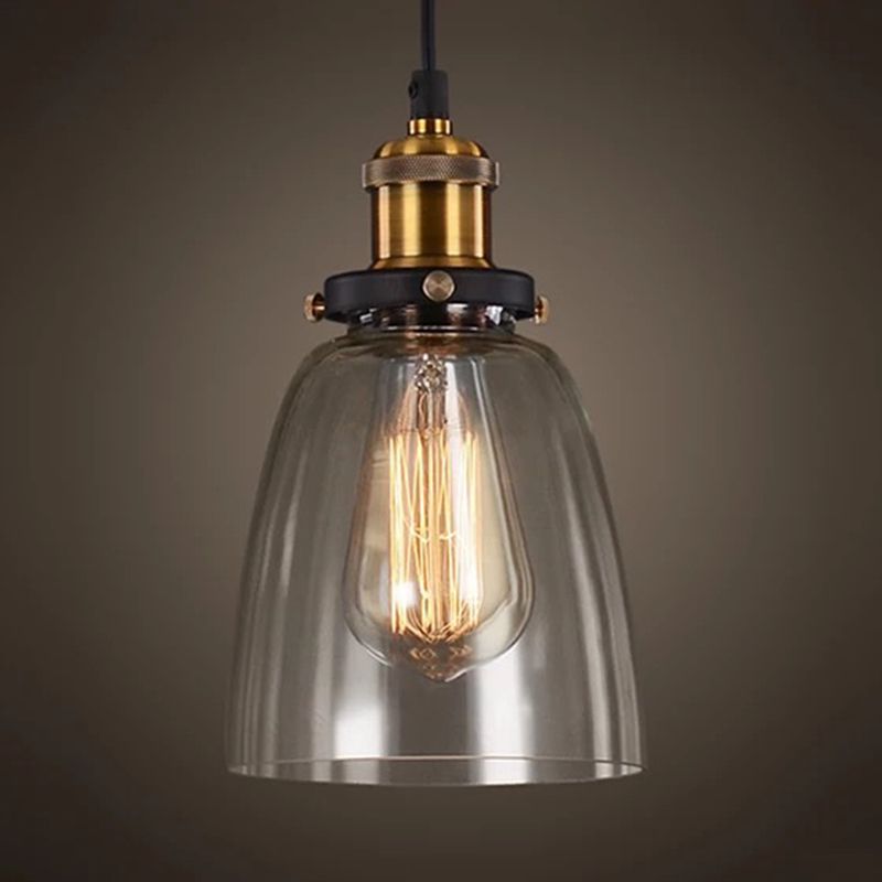 Retro Industrial 1 Lámpara de luz Lámpara de lámpara Alezo a mano iluminación colgante de vidrio para sala de estar