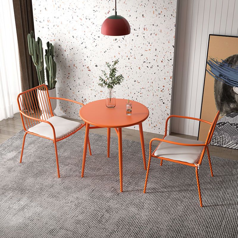 Modern Outdoor Bistro Chairs Metal With Arm Iron Patio Dining Armchair