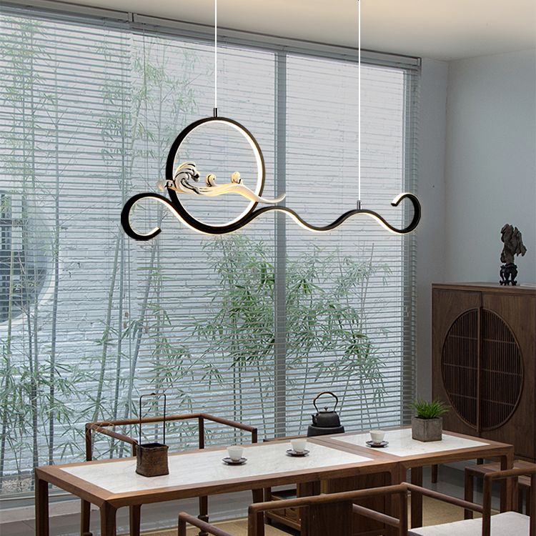 Modern Style Linear Shape Island Lights Metal 2-Light Pendant Lights