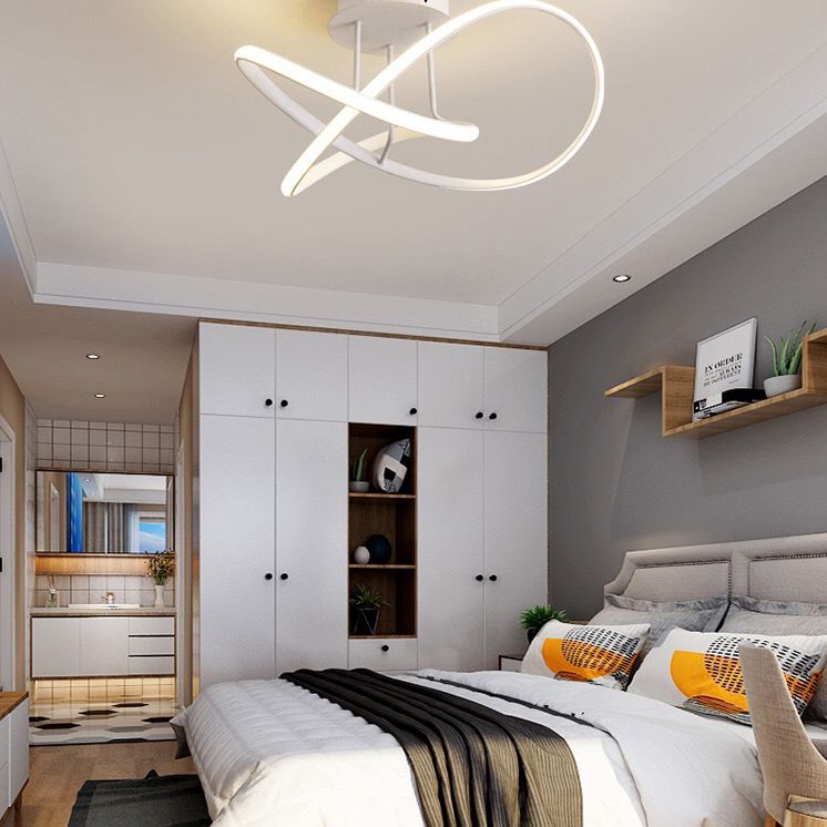 Twisted Semi Flush Mount Light Fixture Ultra-Contemporary Acrylic Ceiling Mount Chandelier for Bedroom