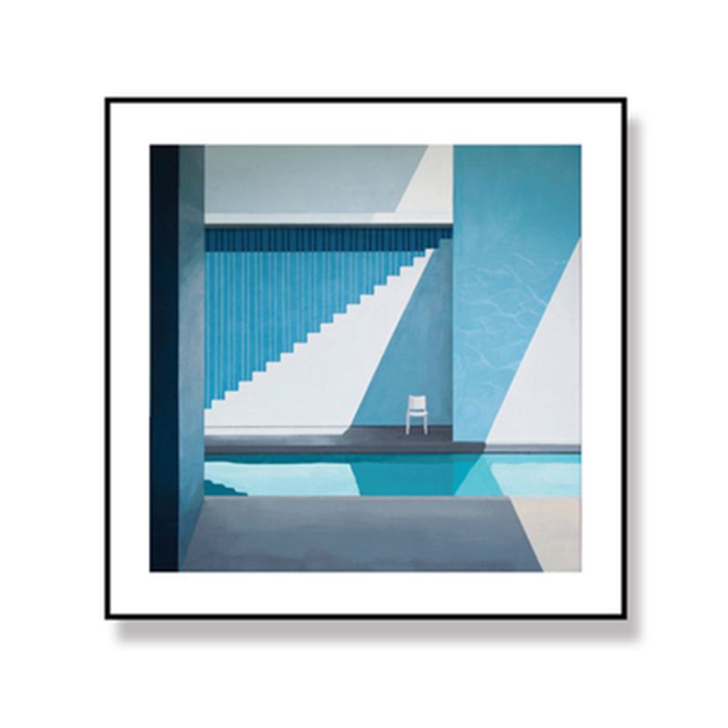 Nordic Canvas Print Dark Color Corner of a Building and Chair Wall Art Decor for Bedroom