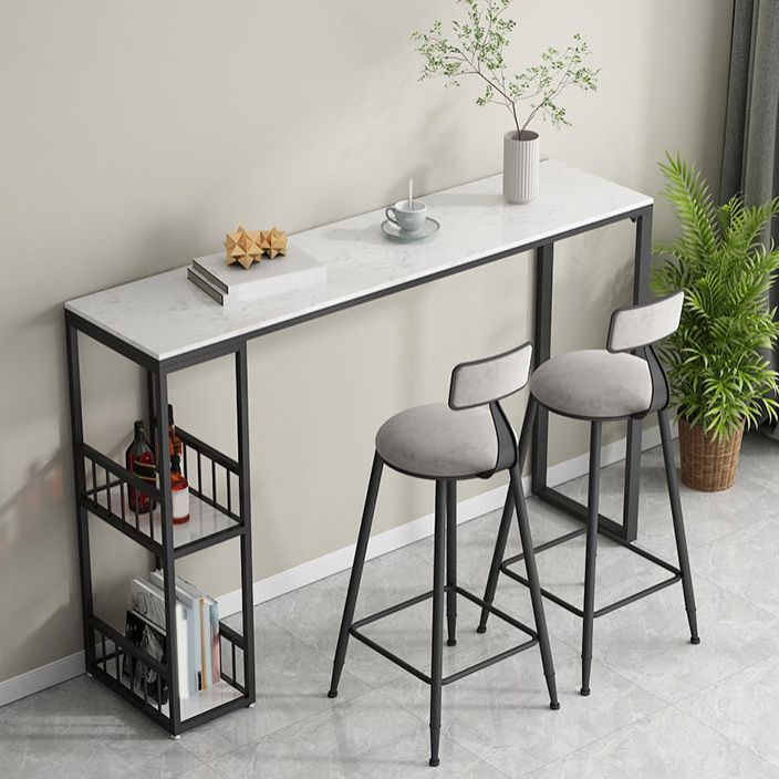 Modern Double Pedestal Bar Table Set 1/3 Pcs Iron Frame Bar Table and Stools