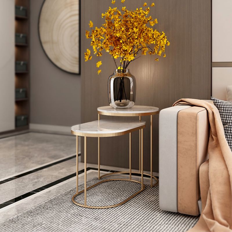 Luxurious Stone Top End Table Metal Frame Sofa Side Accent Table