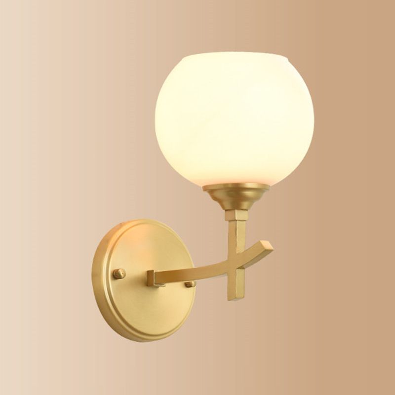 Modern Style Ball Shade Wall Light Glass 1 Light Sconces in Gold for Aisle