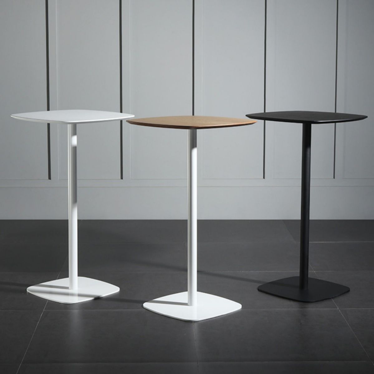 Industrial Square Bar Table 40.5-inch Height Artificial Wood Bistro Table with Pedestal