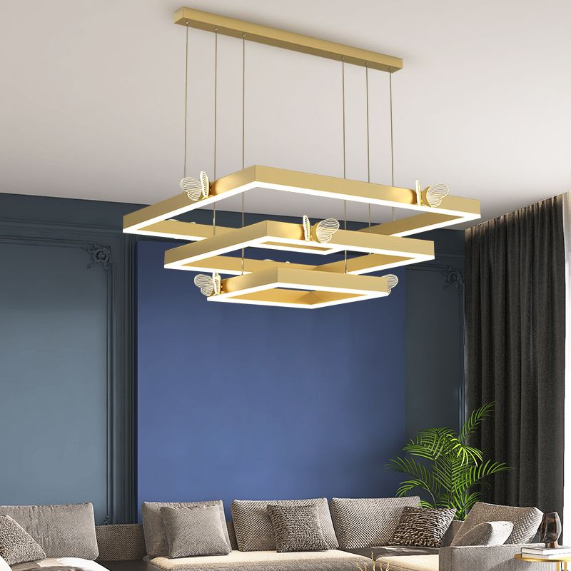 Square Shape Chandelier Lights Contemporary Metal Chandelier Lighting