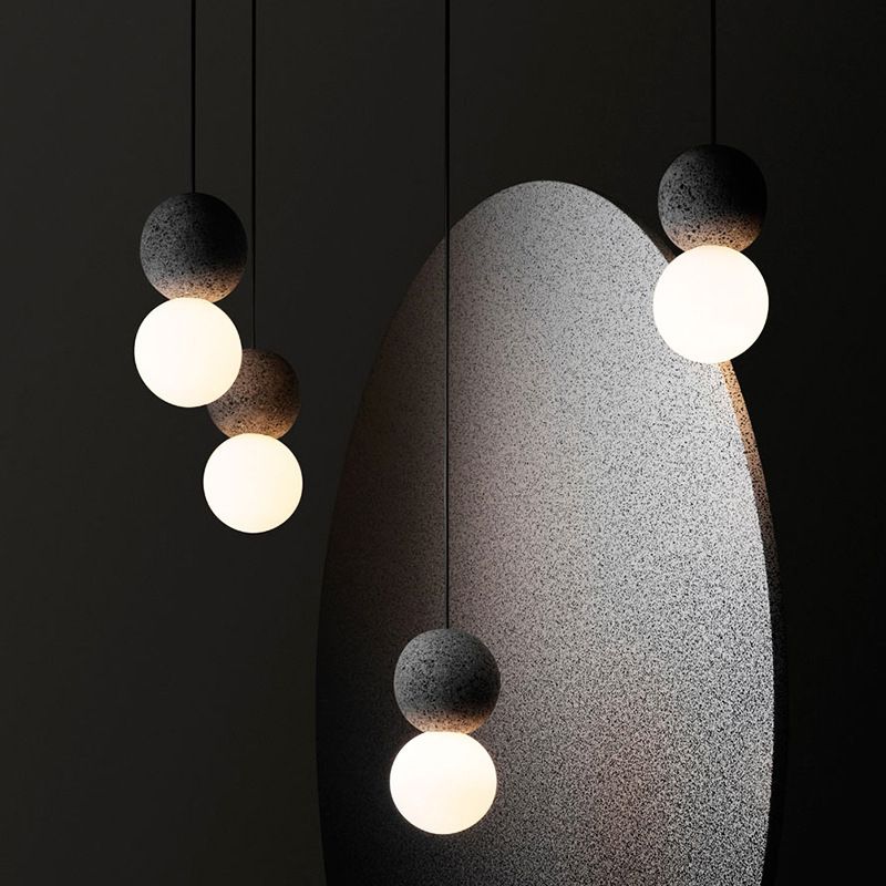 Cement Ball Suspension Light Modern Style 1 Light Hanging Light Fixtures