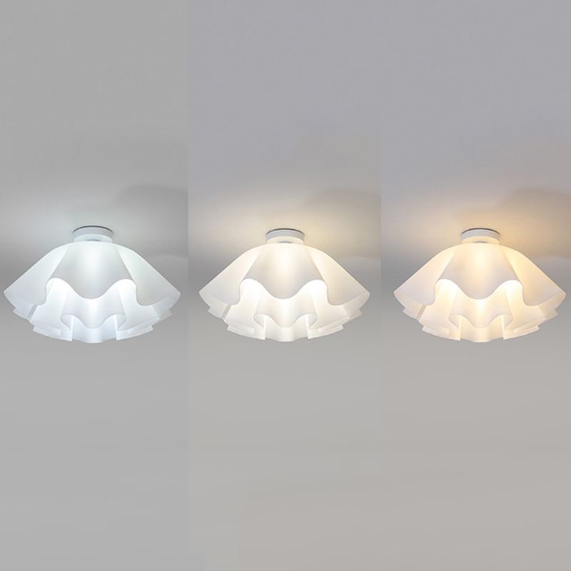 Flower Shape 1 - Light Flush Mount Light Iron and Acrylic Flush in White