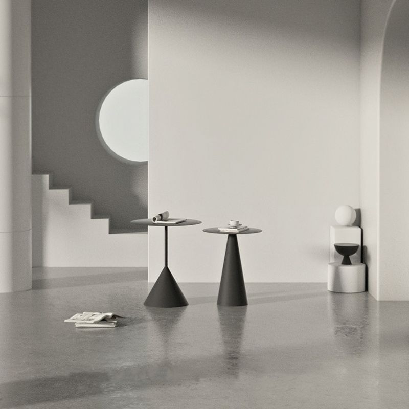 Pedestal Metal Coffee Table Round Black/White Cocktail Table