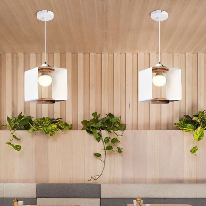 Colgante de gota de metal rectángulo contemporáneo 1 lámpara colgante de gris claro/blanco para comedor