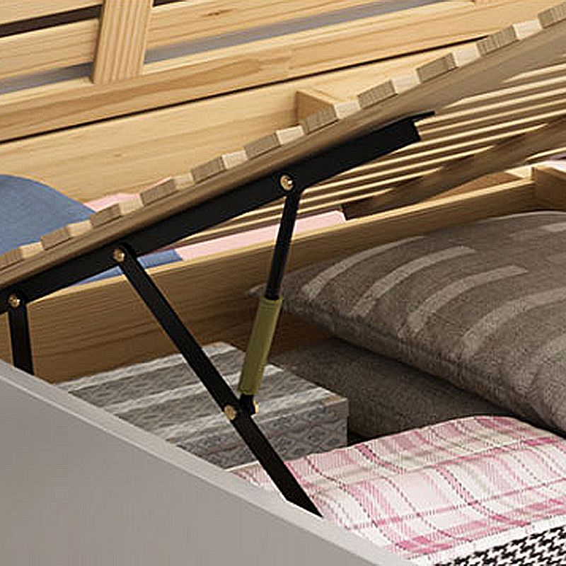 Mid-Century Modern White Platform Bed Frame Solid Wood Platform Bed