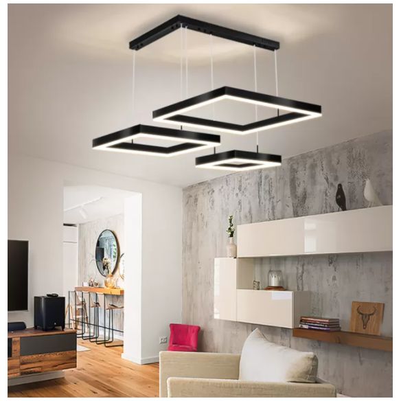 Modern Minimalist Style Multiple Squares Pendant Lighting Fixtures Metal Pendant Light Kit