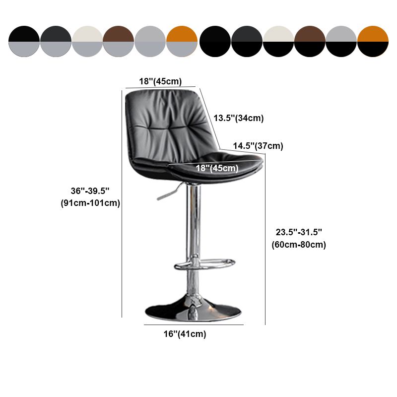 Scandinavian Metal Barstool Faux Leather Low Back Counter Stool with Iron Base