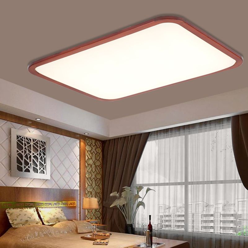 Rechteckige Deckenleuchte aus Holz mit abgerundeten Ecken, moderne LED-Einbauleuchte für Schlafzimmer