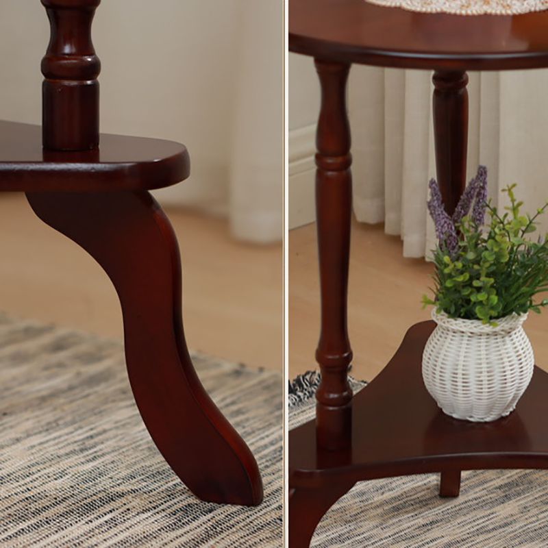 Traditional Living Room Double Tier Round with Shelf 3 Legs End Table