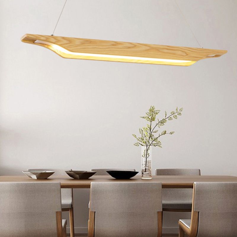 Lineare hölzerne Anhänger Beleuchtung moderne LED Beige Hanging Deckenlampenlampe in weiß/warmem/natürlichem Licht