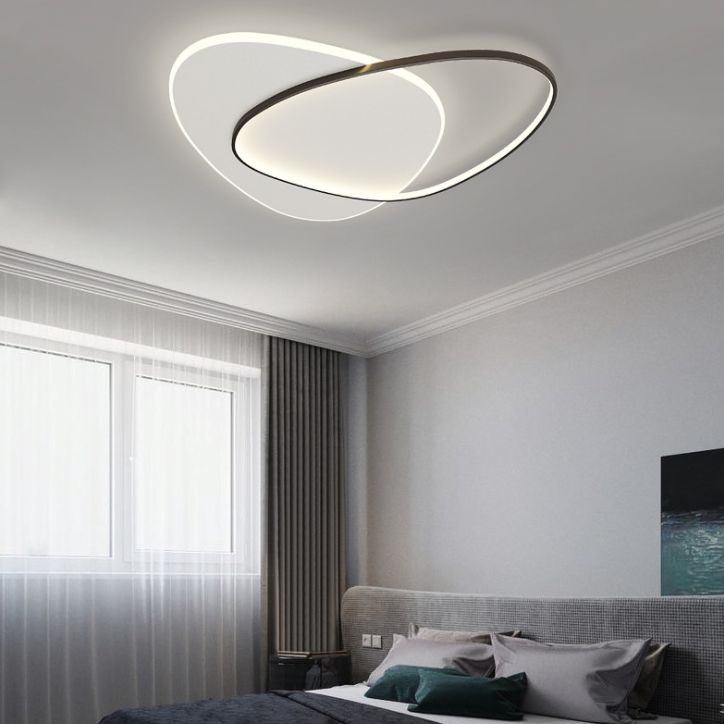 Plafonnier LED en aluminium dans un style créatif moderne, Noir et blanc acrylique oblong encastré