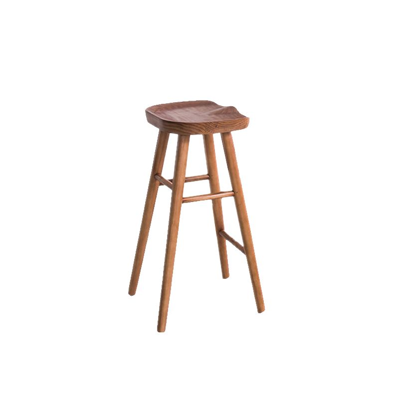 Industrial Armless Bar Stools Solid Wood Dining Stool with Footrest