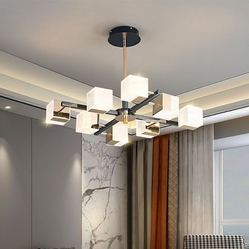 Postmoderne Metallkronleuchter leichte quadratische Form Anhänger Beleuchtung für Wohnzimmer