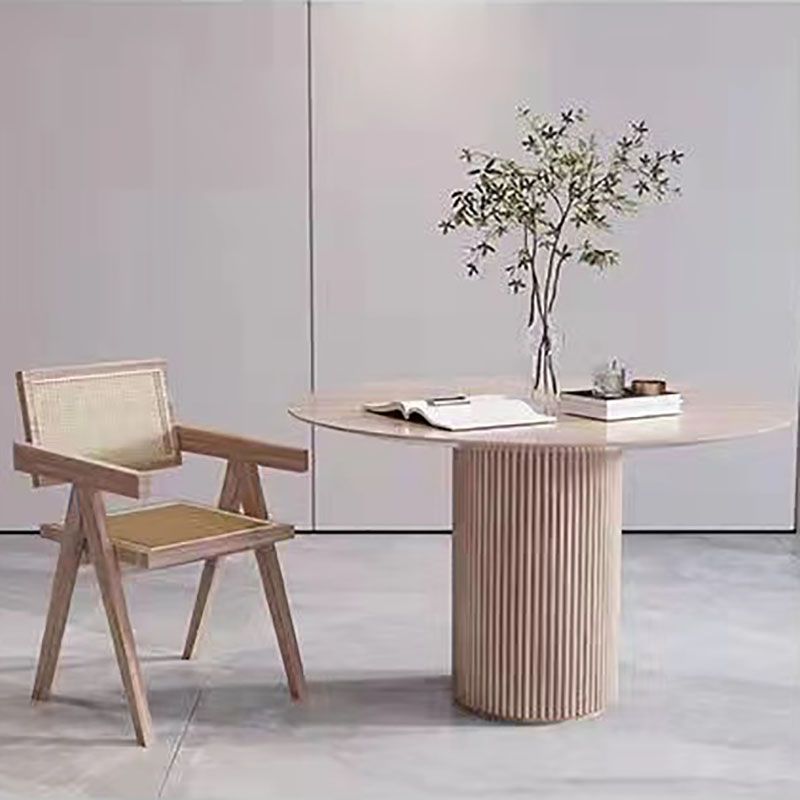 Solid Wood Dining Table Contemporary Dining Site Table with Pedestal Base
