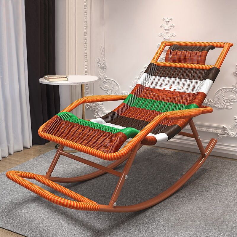 Traditional Indoor Recliner Chair Wicker Rocking Chair  Woven Rattan
